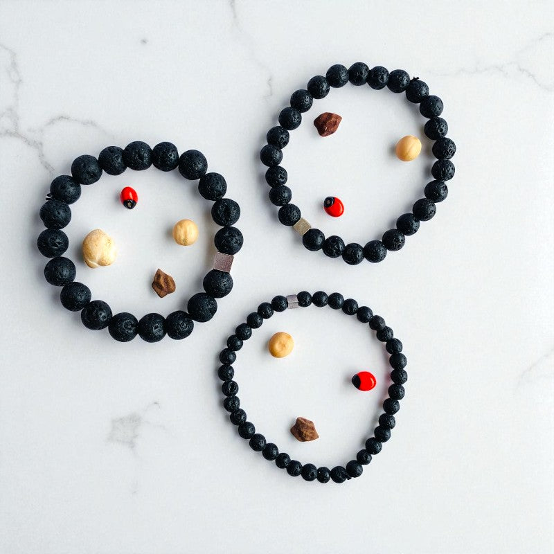Energy Layered Bracelets | Lava Stone - For Men | Includes: Bracelets (Set of 3)