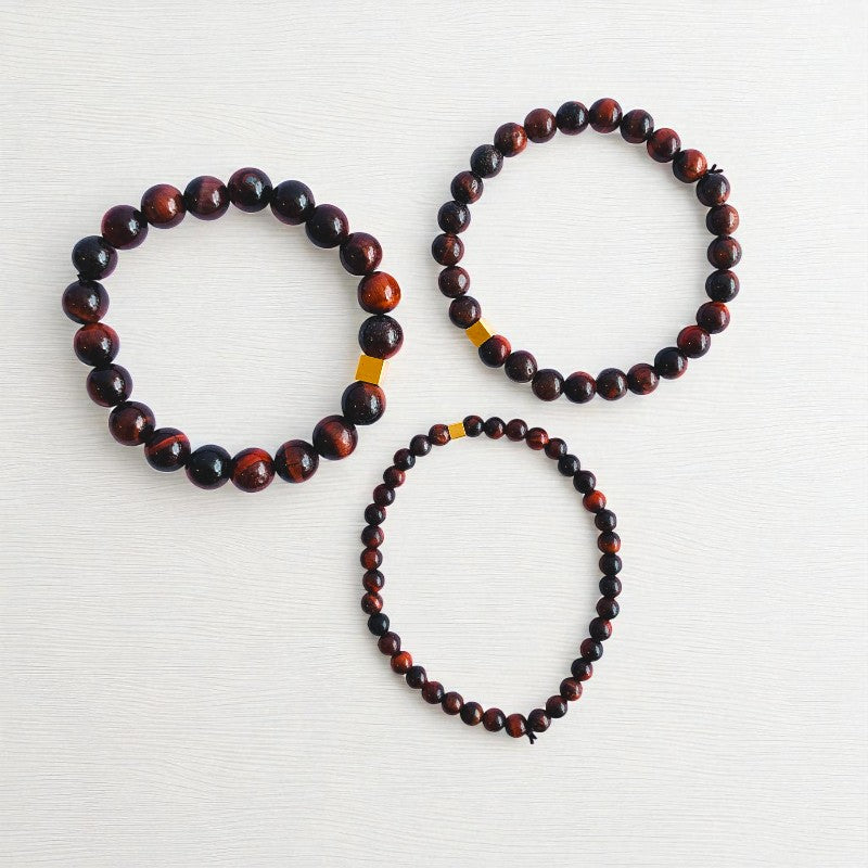 Courage Layered Bracelets | Red Tiger Stone - For Men | Includes: Bracelets (Set of 3)
