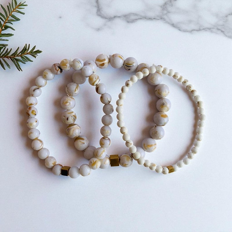 Purity Layered Bracelets | Mother of Pearl (MOP) - For Men | Includes: Bracelets (Set of 3)