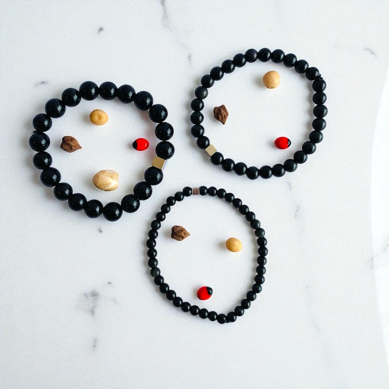 Strength Layered Bracelets | Black Obsidian - For Men | Includes: Bracelets (Set of 3)
