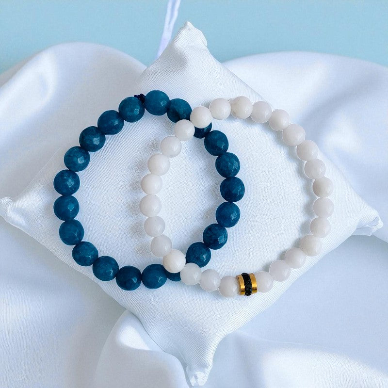 Tranquil Duo | Blue & White Quartz - For Women | Includes: Bracelets (Set of 2)
