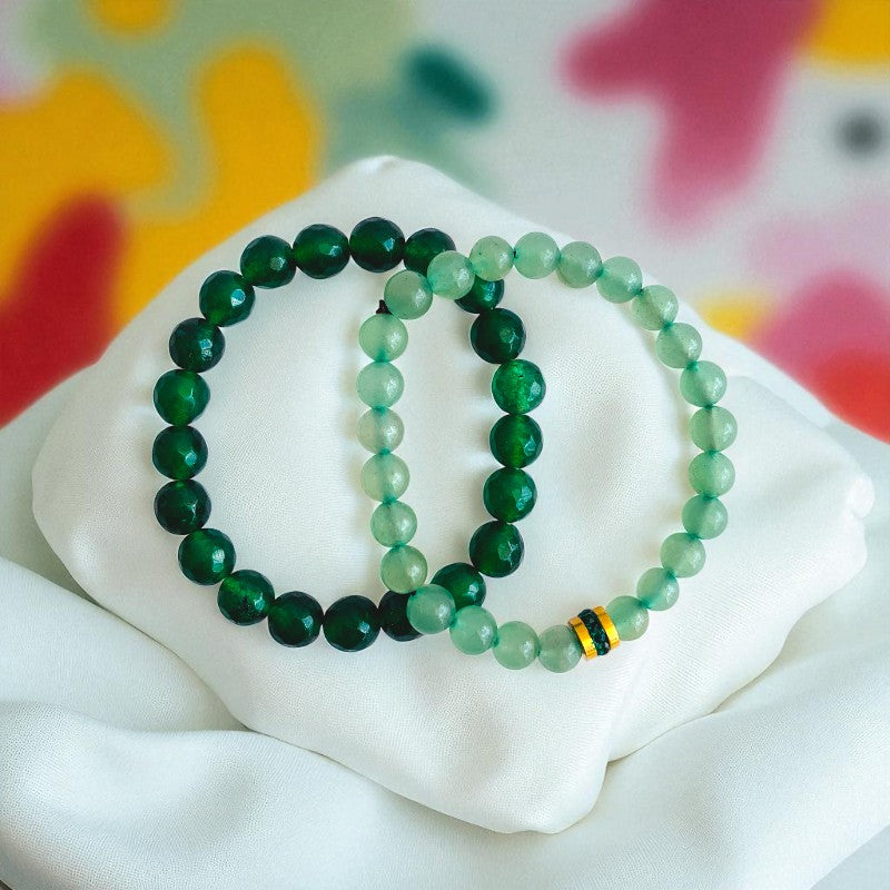 Harmonious Duo | Green Jade & Aventurine - For Women | Includes: Bracelets (Set of 2)