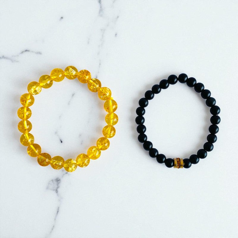 Radiant Duo | Citrine & Obsidian - For Women | Includes: Bracelets (Set of 2)