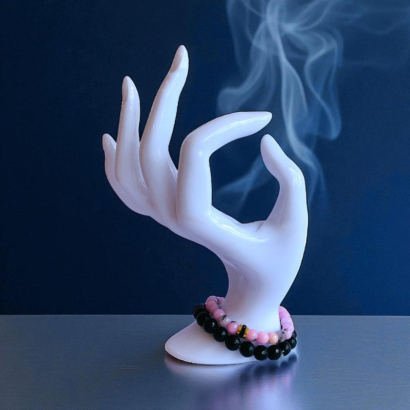 Elegant Duo | Pink Opal & Obsidian - For Women | Includes: Bracelets (Set of 2)