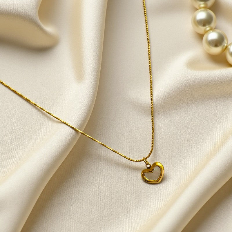 Sea Shell Heart Necklace | 18K PVD Gold Plated - For Women | Includes: Necklace