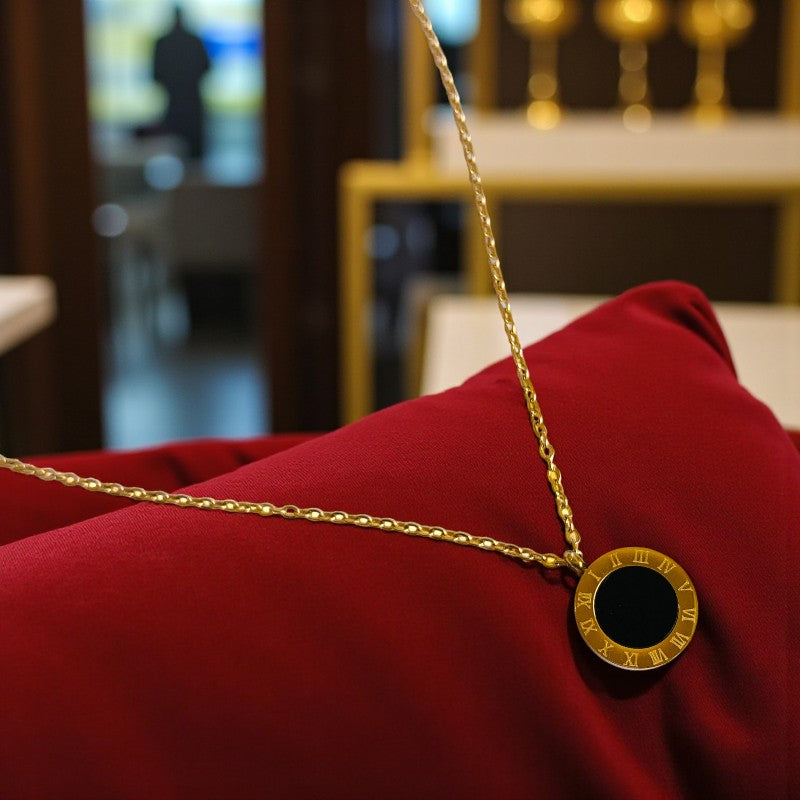 Double-Sided Roman Necklace | 18K PVD Gold Plated - For Women | Includes: Necklace