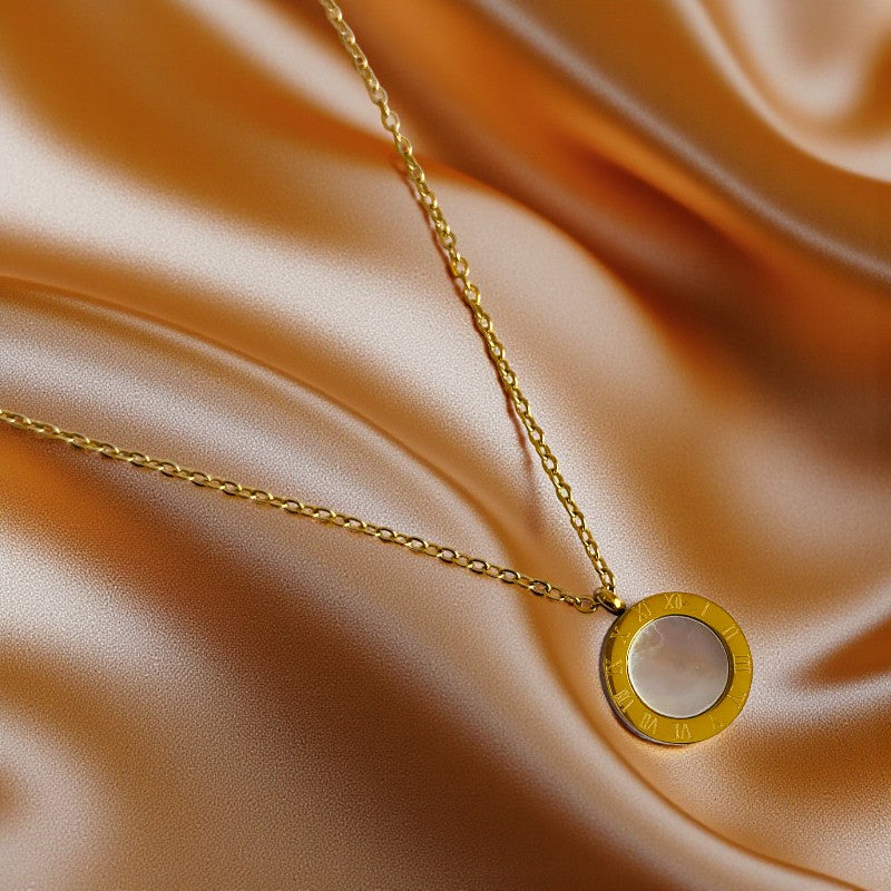 Double-Sided Roman Necklace | 18K PVD Gold Plated - For Women | Includes: Necklace