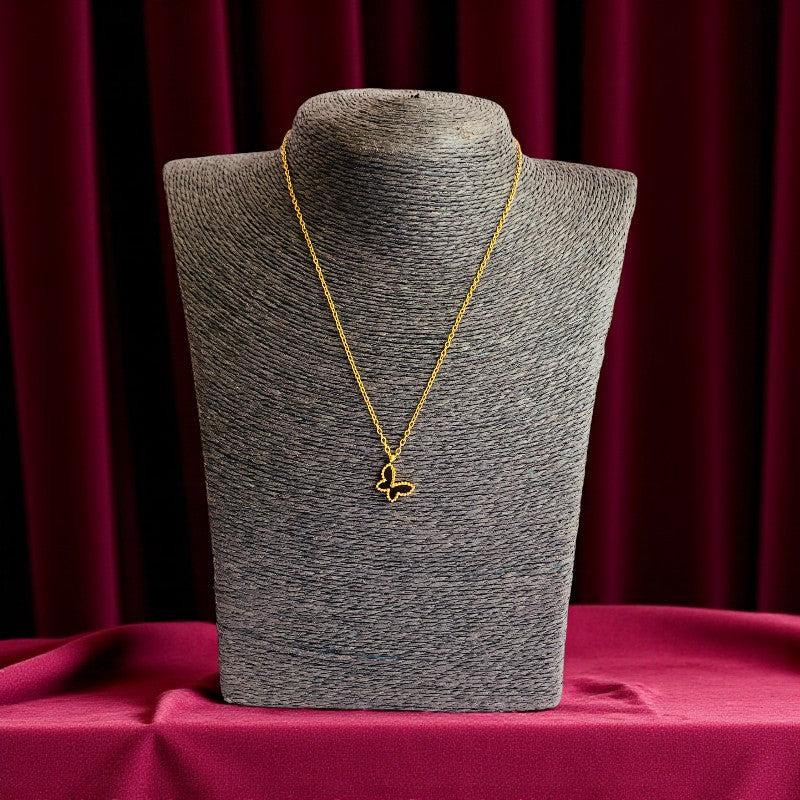 Black Butterfly Necklace | 18K PVD Gold Plated - For Women | Includes: Necklace