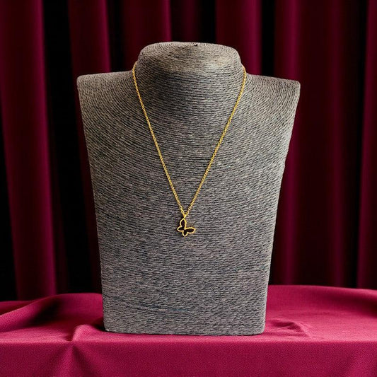 Black Butterfly Necklace | 18K PVD Gold Plated - For Women | Includes: Necklace