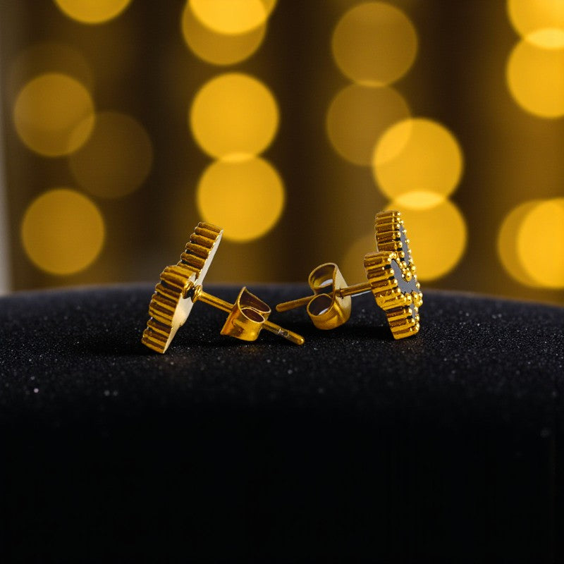 Black Butterfly Dainty Earring | 18K PVD Gold Plated - For Women | Includes: Earring