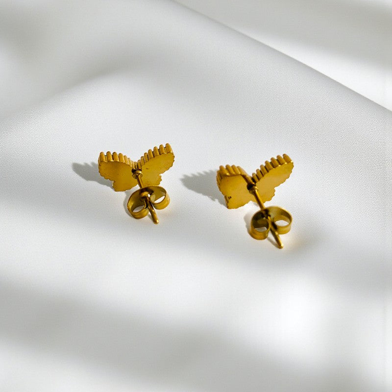 Green Butterfly Dainty Earring | 18K PVD Gold Plated - For Women | Includes: Earring