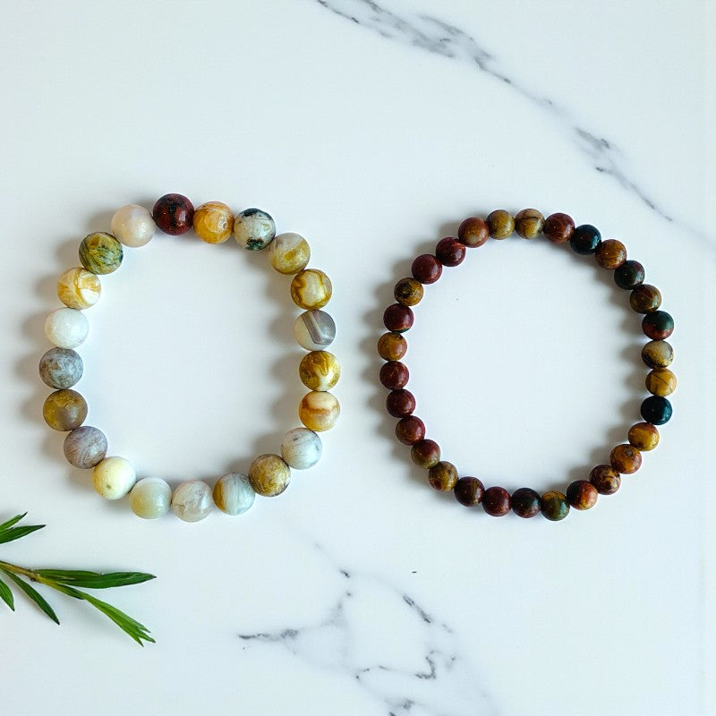 Nurture Stacked Bracelets | Bamboo Agate - For Unisex | Includes: Bracelets (Set of 2)