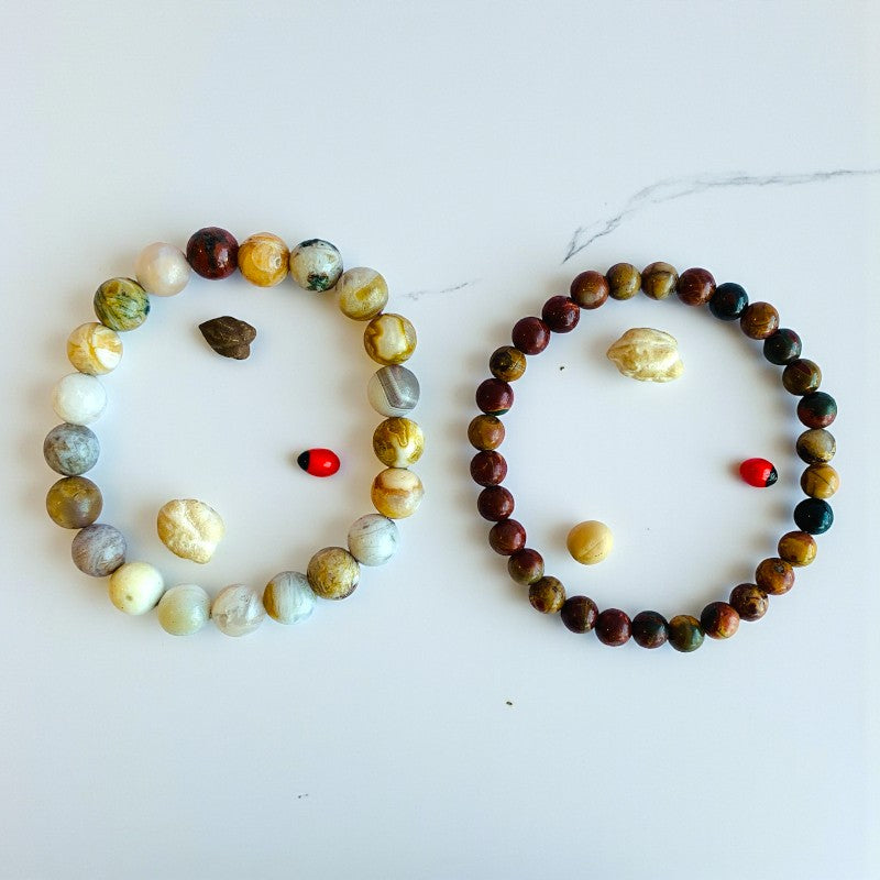 Nurture Stacked Bracelets | Bamboo Agate - For Unisex | Includes: Bracelets (Set of 2)