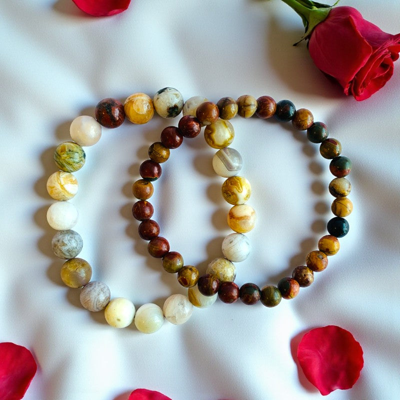 Nurture Stacked Bracelets | Bamboo Agate - For Unisex | Includes: Bracelets (Set of 2)