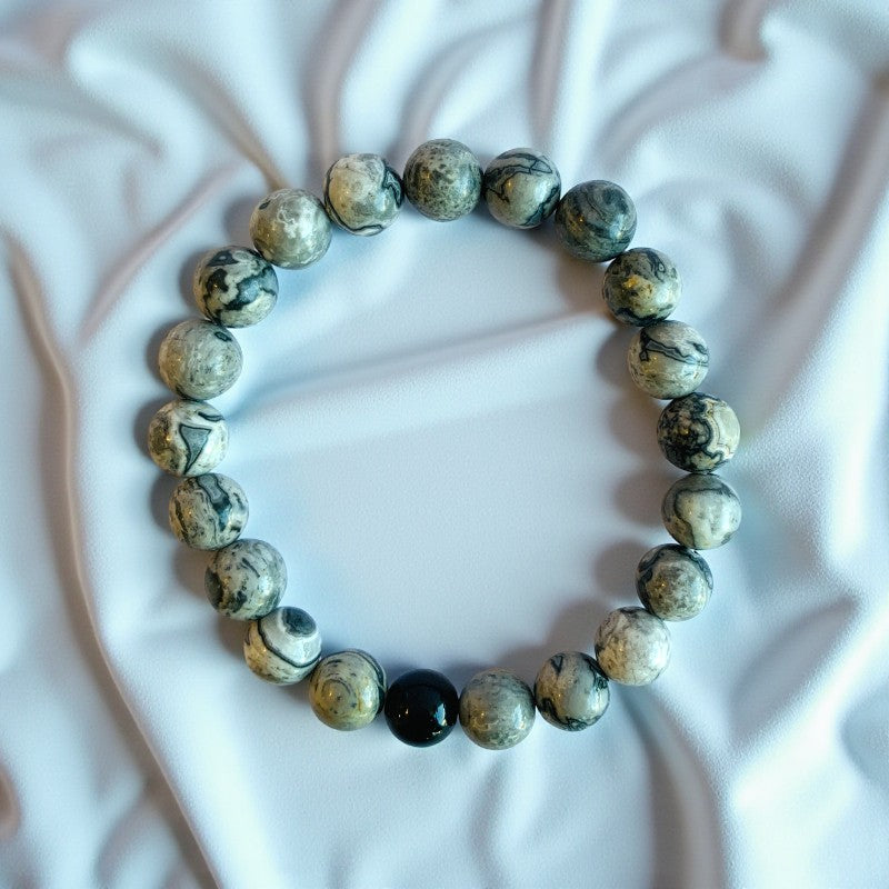 Strength Stacked Bracelets | Obsidian - For Unisex | Includes: Bracelets (Set of 2)