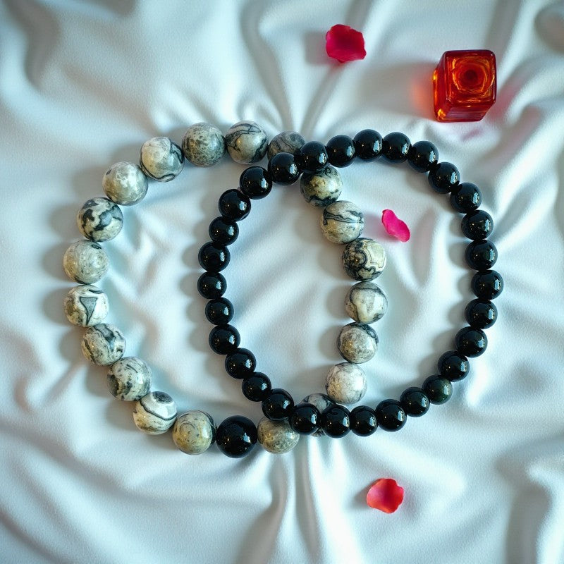 Strength Stacked Bracelets | Obsidian - For Unisex | Includes: Bracelets (Set of 2)