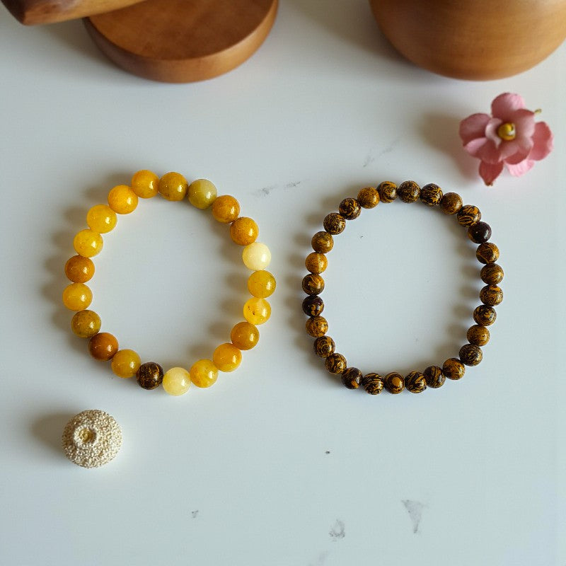 Energy Stacked Bracelets | Yellow Calcite - For Unisex | Includes: Bracelets (Set of 2)