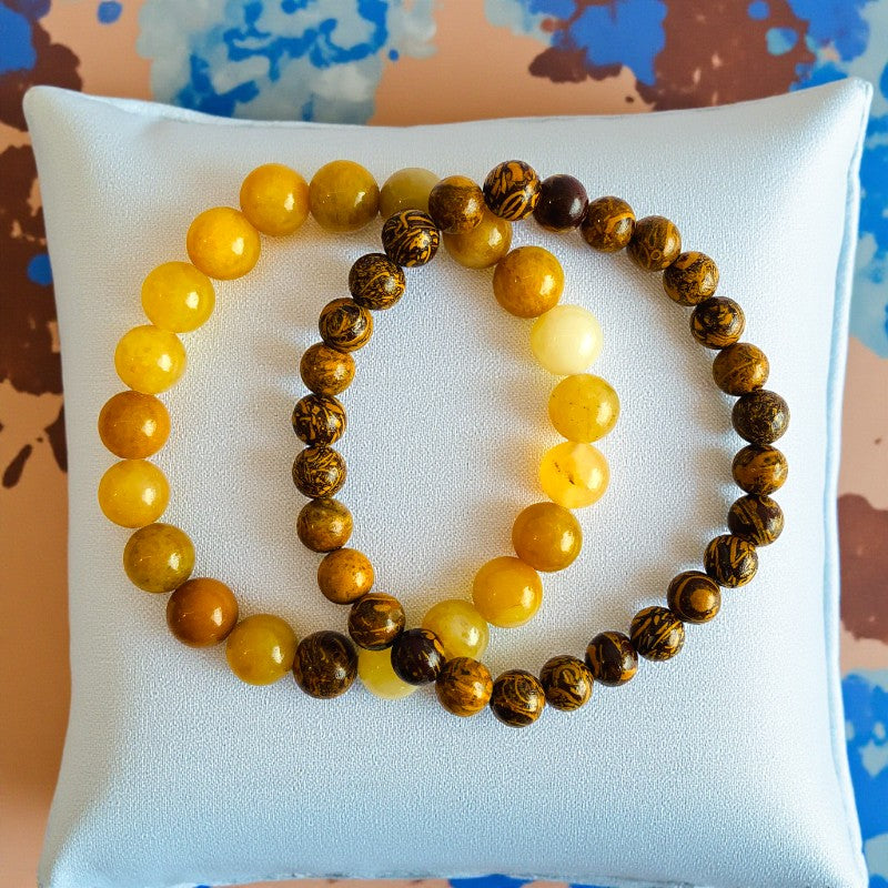 Energy Stacked Bracelets | Yellow Calcite - For Unisex | Includes: Bracelets (Set of 2)