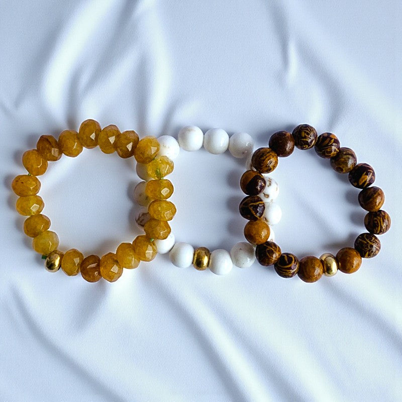 Flexi Modern Rings | Yellow & White Gemstones - For Women | Includes: Rings (Set of 3)