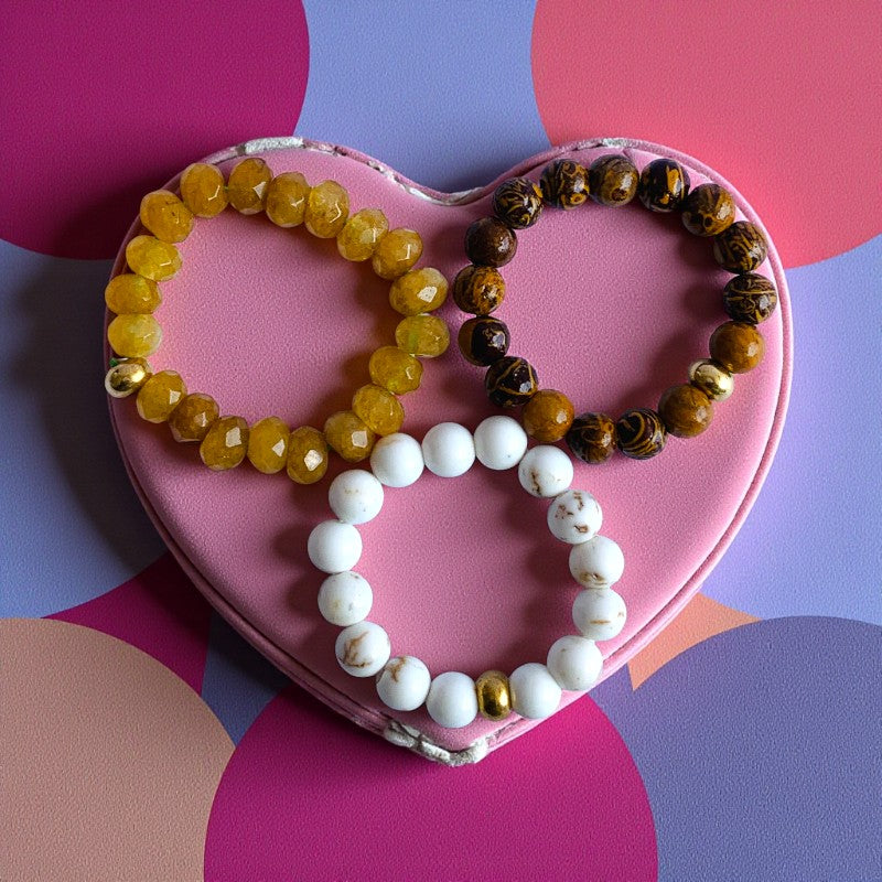 Flexi Modern Rings | Yellow & White Gemstones - For Women | Includes: Rings (Set of 3)