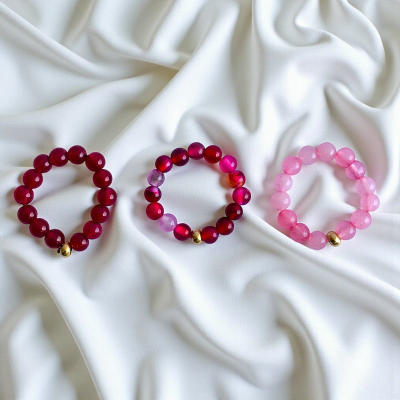 Flexi Modern Rings | Pink Rani Gemstones - For Women | Includes: Rings (Set of 3)