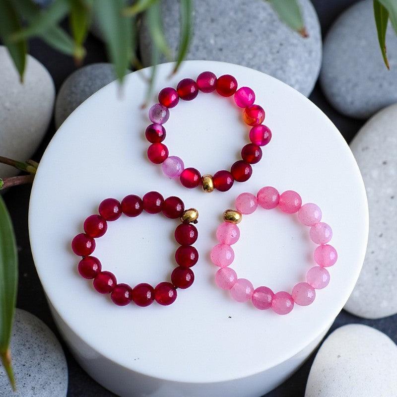 Flexi Modern Rings | Pink Rani Gemstones - For Women | Includes: Rings (Set of 3)