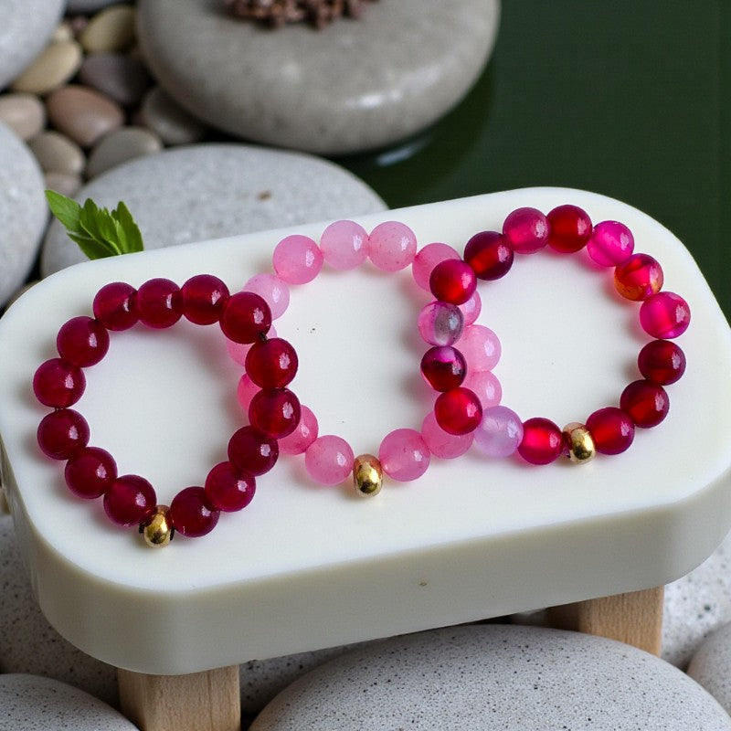 Flexi Modern Rings | Pink Rani Gemstones - For Women | Includes: Rings (Set of 3)