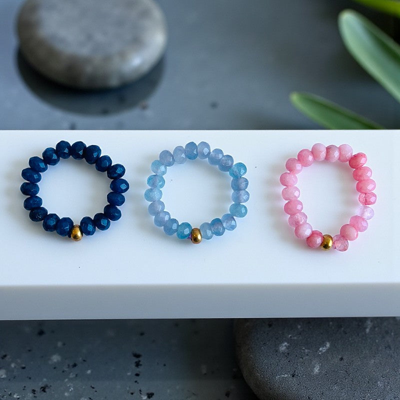 Flexi Modern Rings | Blue & Pink Quartz - For Women | Includes: Rings (Set of 3)
