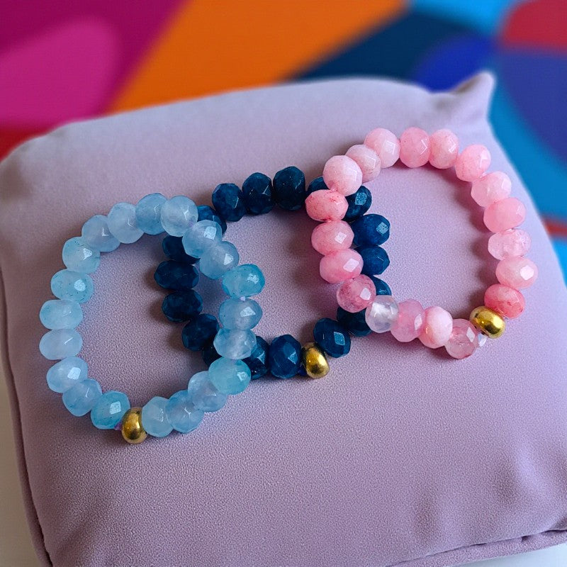 Flexi Modern Rings | Blue & Pink Quartz - For Women | Includes: Rings (Set of 3)