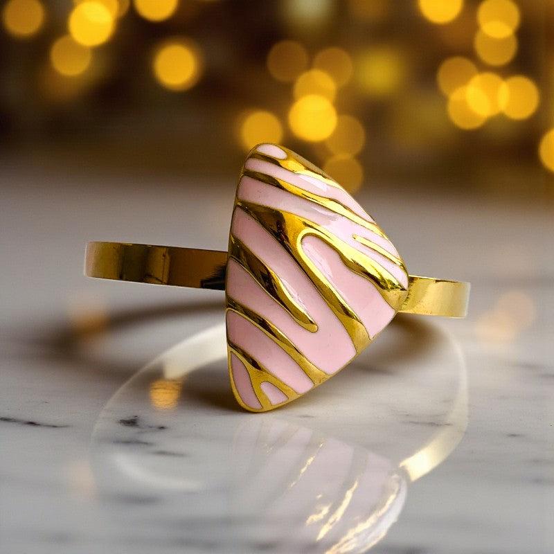 Pink Triangle Chunky Bracelet | 18K PVD Gold Plated - For Women | Includes: Bracelet