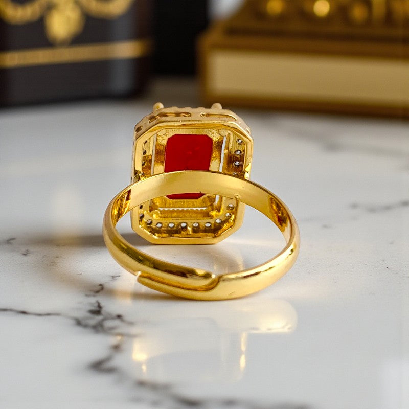 Emerald Zircon Square Geometric Ring | 18K PVD Gold Plated - For Women | Includes: Ring