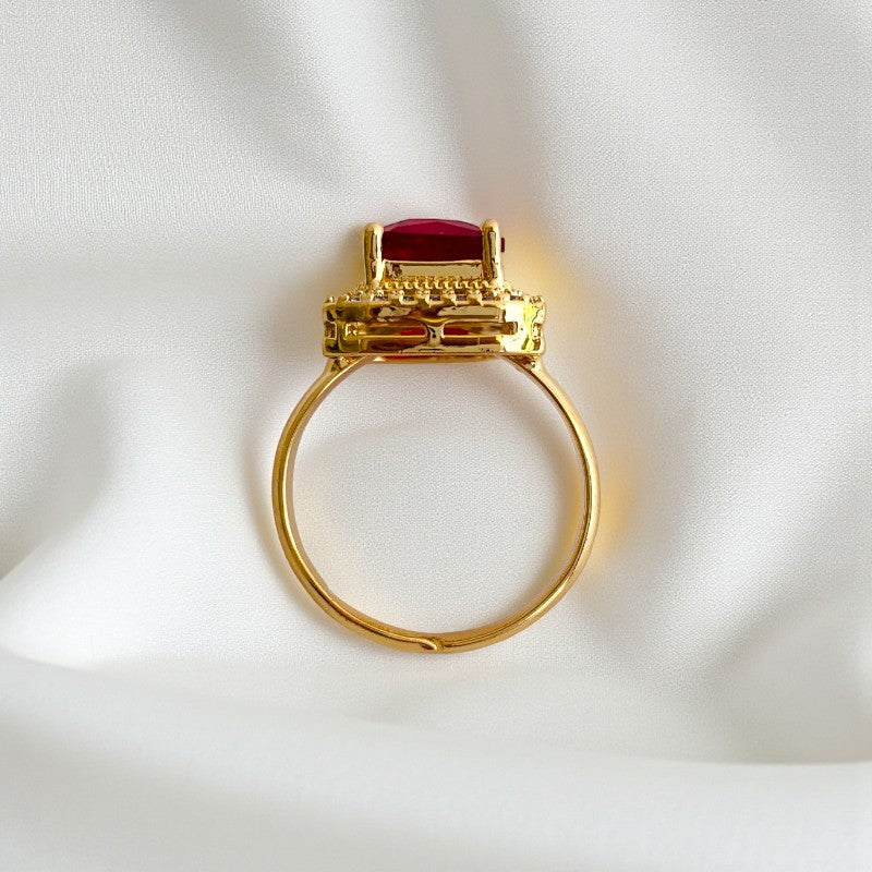 Emerald Zircon Square Geometric Ring | 18K PVD Gold Plated - For Women | Includes: Ring