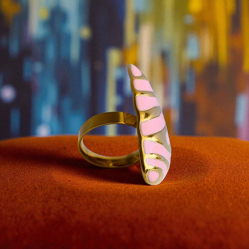 Pink Triangle Chunky Ring| 18K PVD Gold Plated - For Women | Includes: Ring