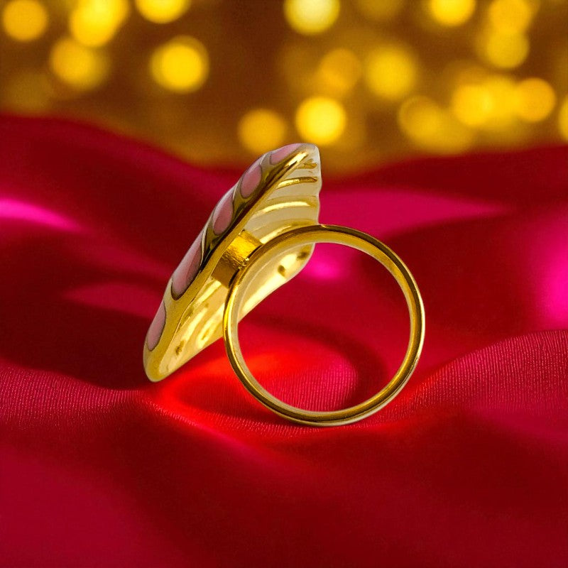 Pink Triangle Chunky Ring| 18K PVD Gold Plated - For Women | Includes: Ring