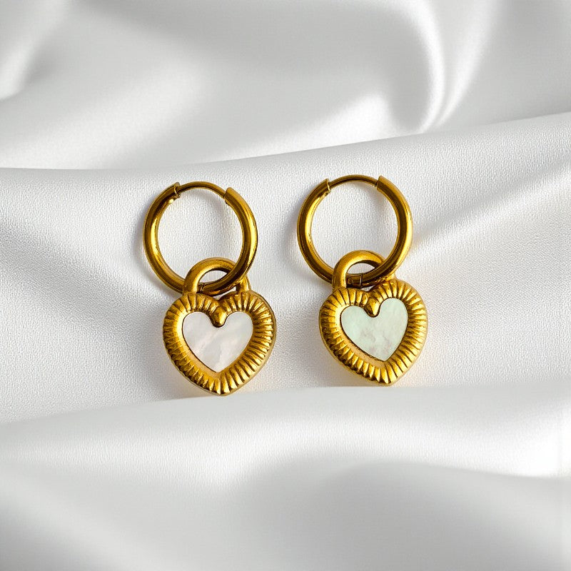 Black White Double-Sided Earring | 18K PVD Gold Plated - For Women | Includes: Earring