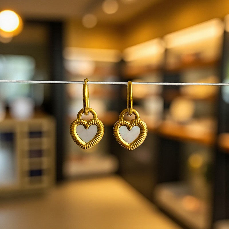 Black White Double-Sided Earring | 18K PVD Gold Plated - For Women | Includes: Earring