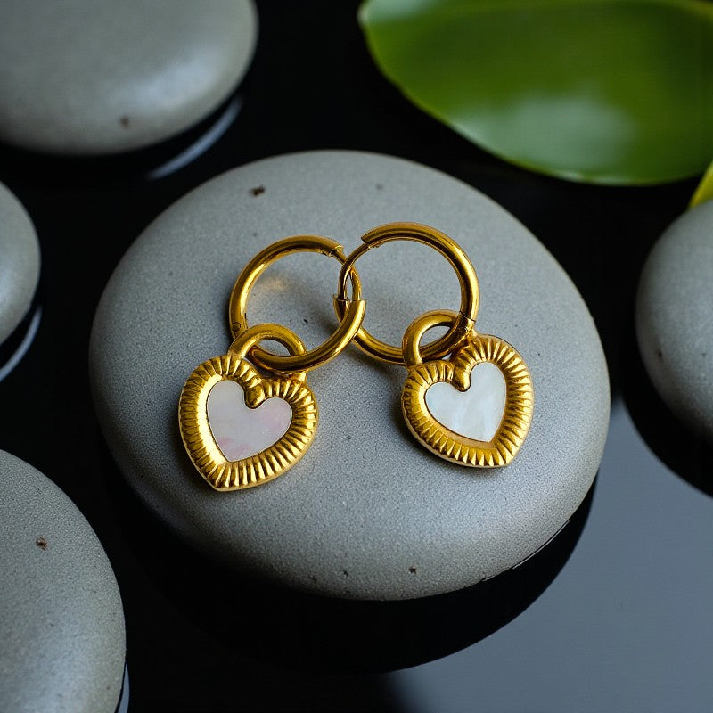 Black White Double-Sided Earring | 18K PVD Gold Plated - For Women | Includes: Earring