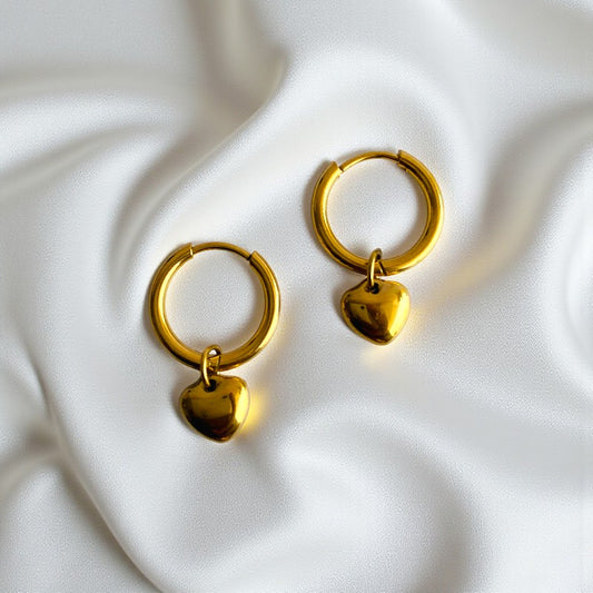 Love Heart Earring | 18K PVD Gold Plated - For Women | Includes: Earring