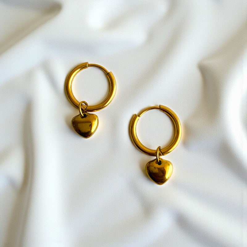Love Heart Earring | 18K PVD Gold Plated - For Women | Includes: Earring
