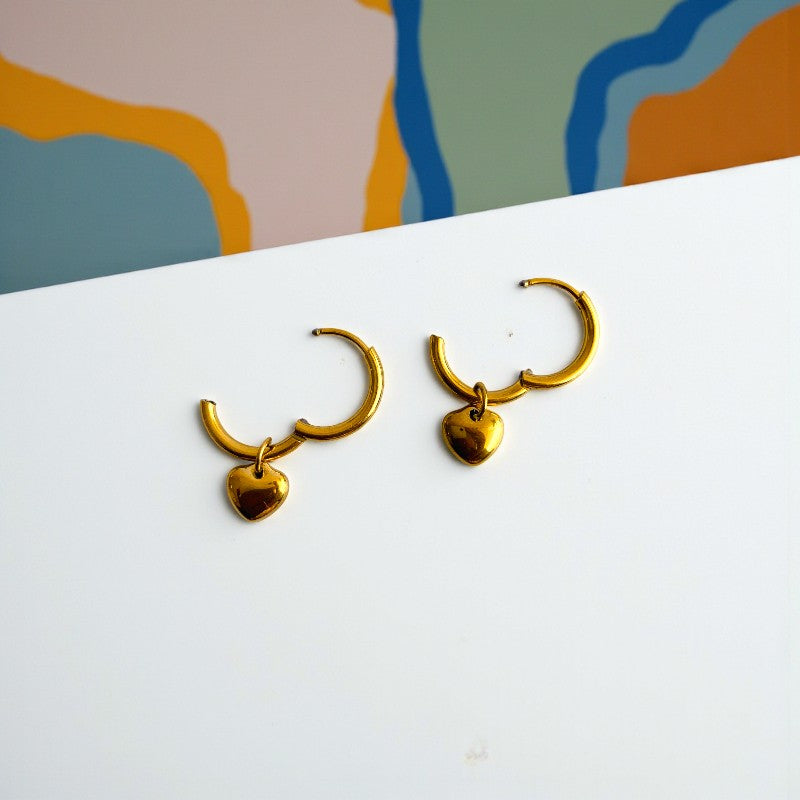 Love Heart Earring | 18K PVD Gold Plated - For Women | Includes: Earring