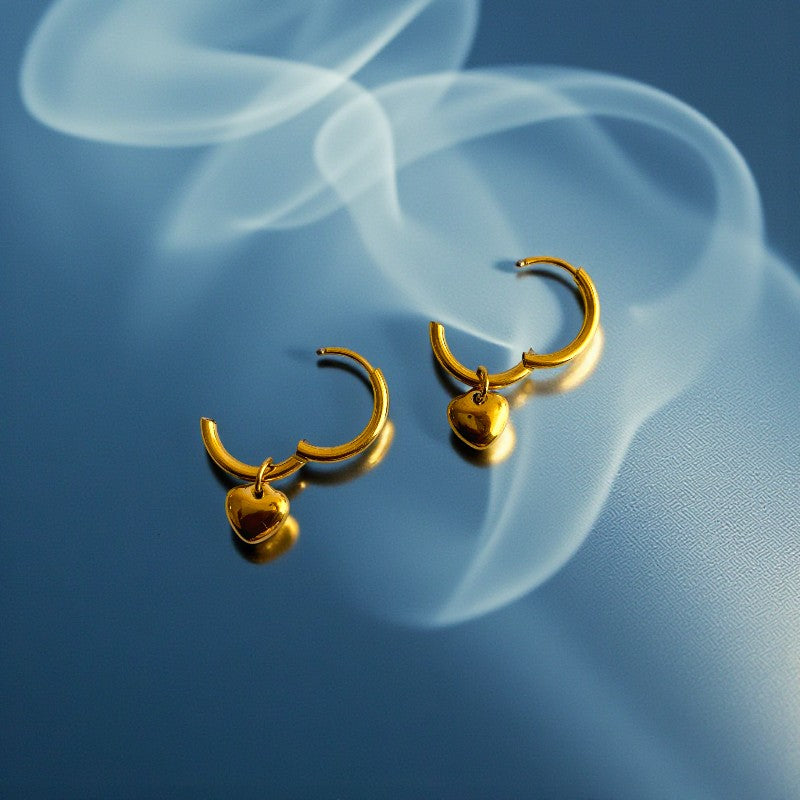 Love Heart Earring | 18K PVD Gold Plated - For Women | Includes: Earring