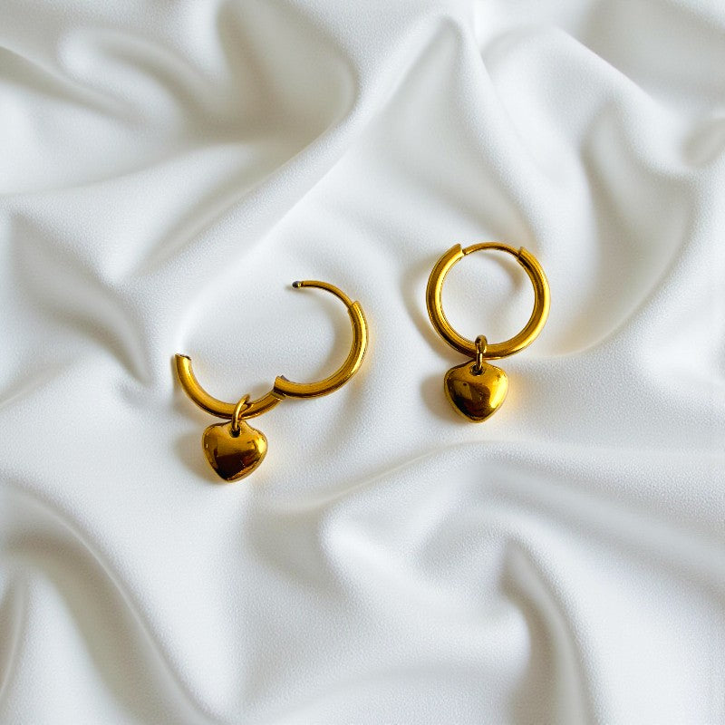 Love Heart Earring | 18K PVD Gold Plated - For Women | Includes: Earring