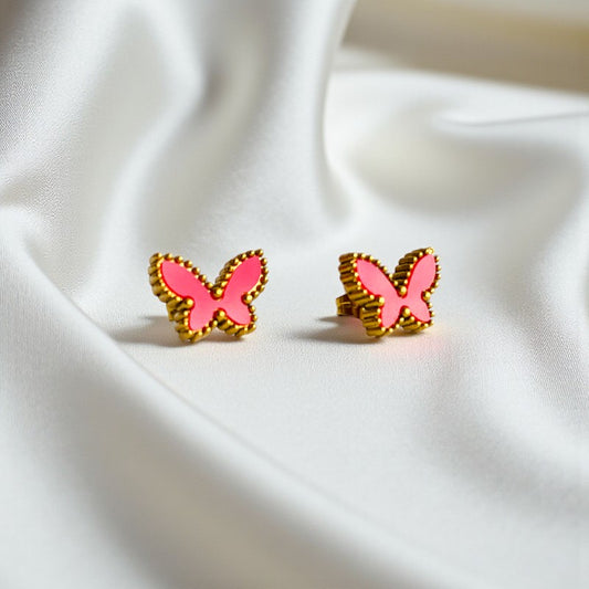 Red Butterfly Dainty Earring | 18K PVD Gold Plated - For Women | Includes: Earring