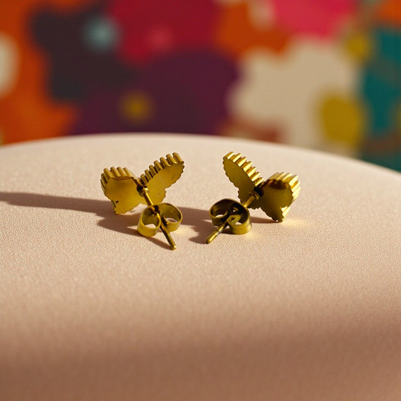 Red Butterfly Dainty Earring | 18K PVD Gold Plated - For Women | Includes: Earring