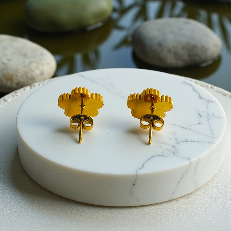 Green Clover Dainty Earring | 18K PVD Gold Plated - For Women | Includes: Earring