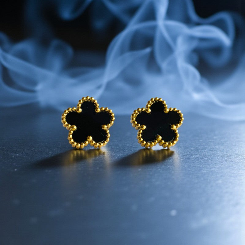 Black Clover Dainty Earring | 18K PVD Gold Plated - For Women | Includes: Earring