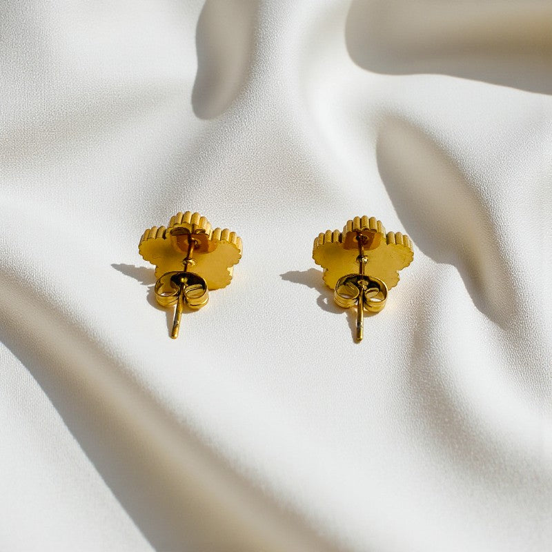 Black Clover Dainty Earring | 18K PVD Gold Plated - For Women | Includes: Earring