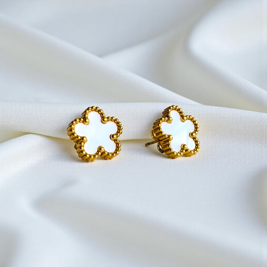 White Clover Dainty Earring | 18K PVD Gold Plated - For Women | Includes: Earring