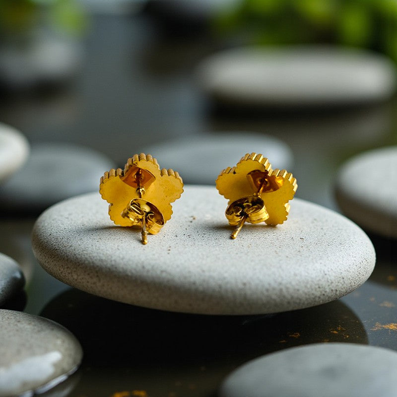 White Clover Dainty Earring | 18K PVD Gold Plated - For Women | Includes: Earring
