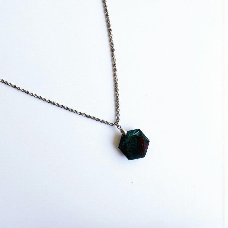 Indioan Agate Hexagon Men's Necklace | Indian Agate Stone - For Men| Includes: Necklace